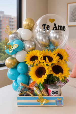 Desayuno sol de Amor. Desayunossorpresas.com tienda de regalos y arreglos florales