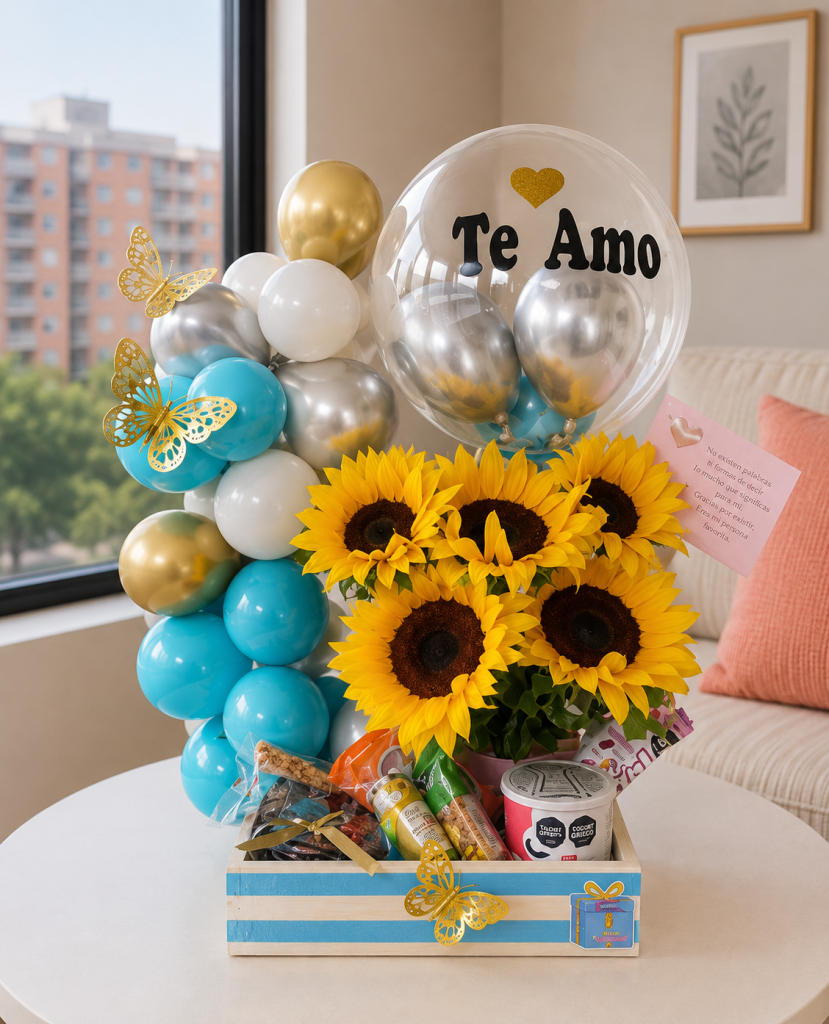 Desayuno sol de Amor. Desayunossorpresas.com tienda de regalos y arreglos florales