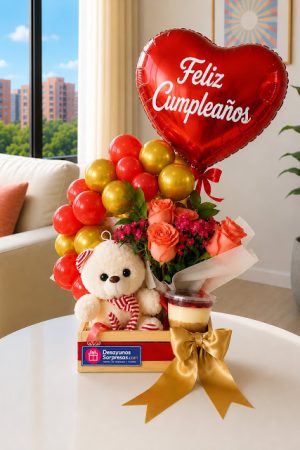 Detalle abrazo rosa. Desayunossorpresas.com tienda de regalos y flores a domicilio.